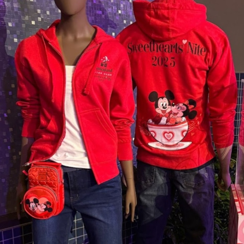 Red Disney Sweethearts Hoodie with Mickey and Minnie